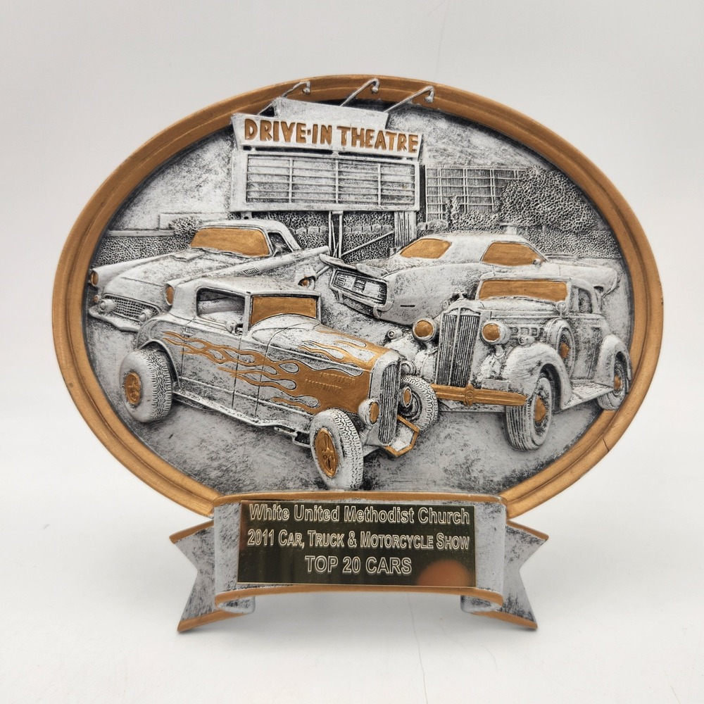 Drive-In Theatre Hot Rod 3D Man Cave Car Art Plaque Mechanic Decor
